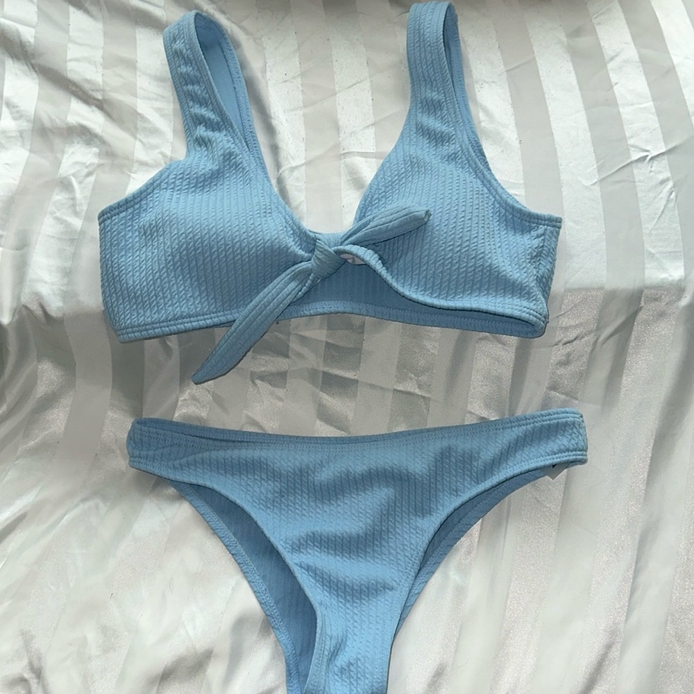 Blue tie bikini set